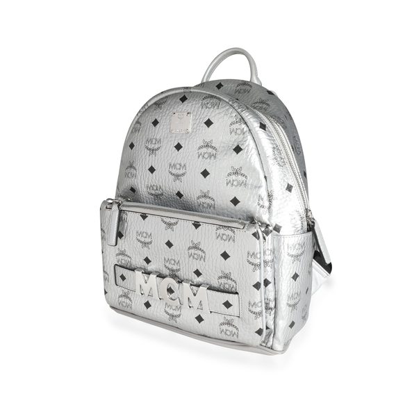 MCM Berlin Silver Visetos Monogram Trilogie Stark Backpack - Picture 2 of 9
